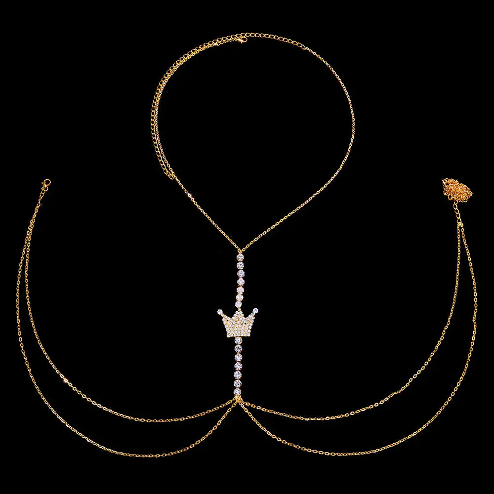 Crown Rhinestone Body Chain for Women