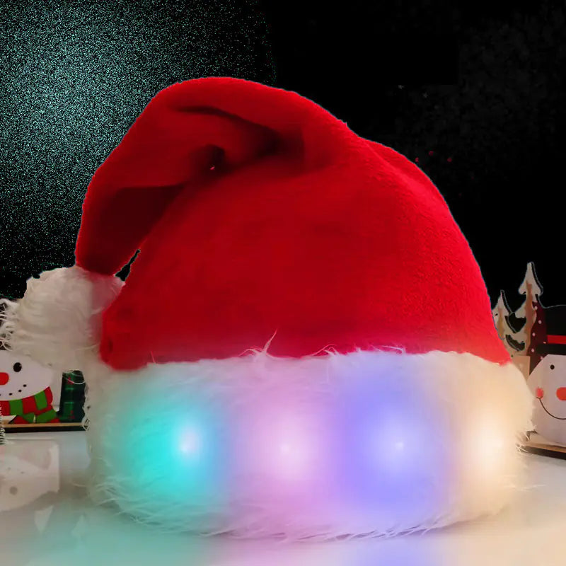 High-End LED Plush Christmas Hats for Adults and Kids