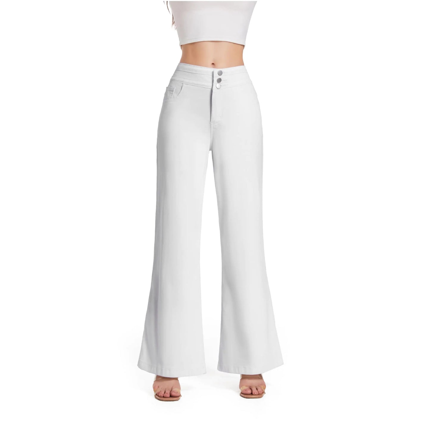 Womens Wide Leg Baggy Loose Jeans High Waisted Stretch Denim Pants Business Casual Daily Outfits for Curvy Women White