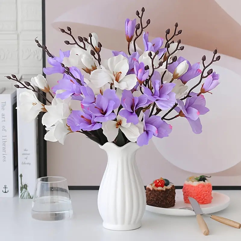 Artificial Silk Magnolia Flower Bouquet for Home Decor