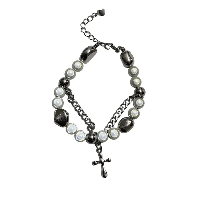 Multi-Panel Reflective Pearl Bracelet