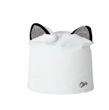 Cat Ear Rhinestone Beanie Hat for Women