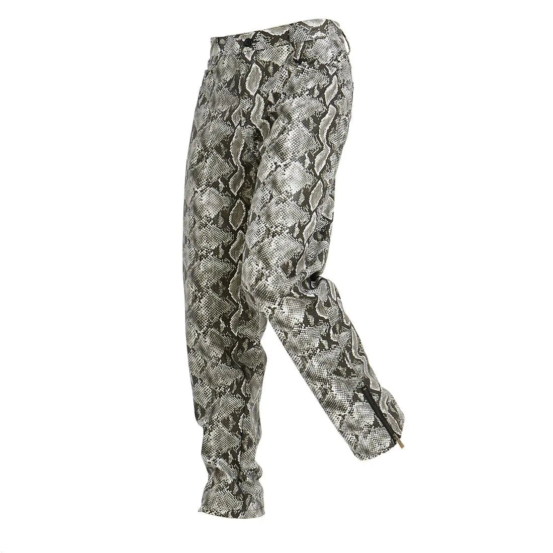 Men's Casual Snakeskin Pattern PU Leather Pants