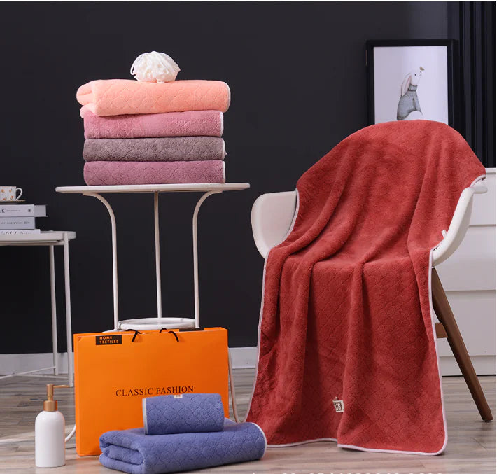 Thick Jacquard Coral Fleece Towel Gift Set - Comfort Gift Box