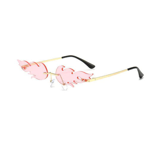 Bar Sunglasses with Reflective Flames Design