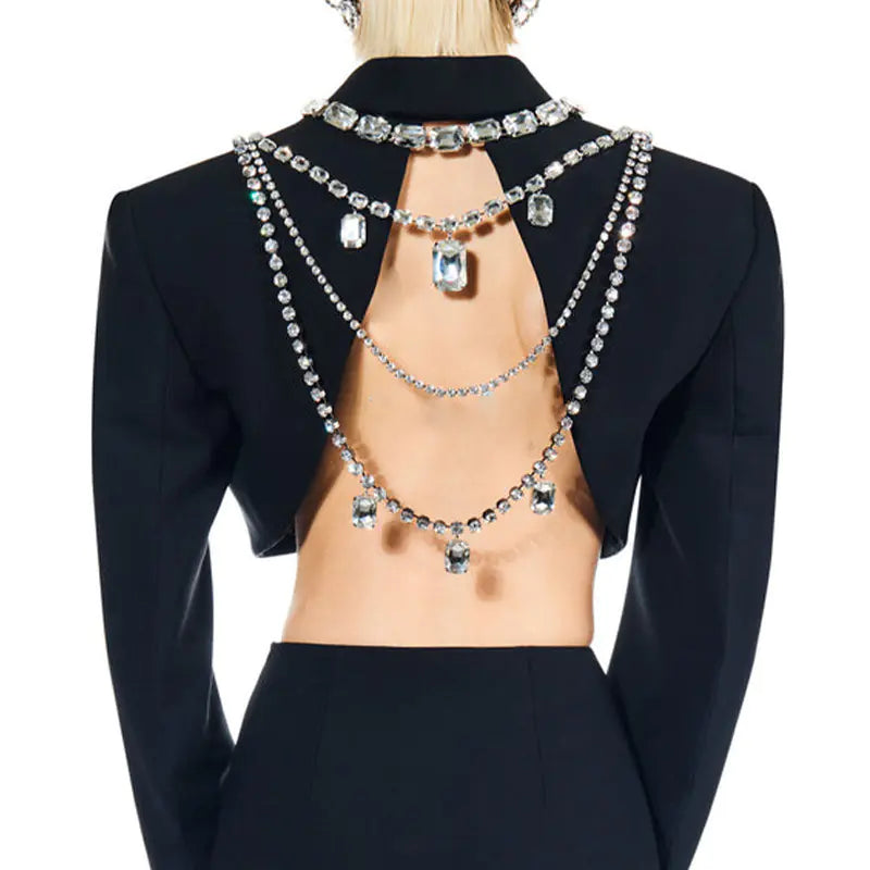 Fashionable Layered Rhinestone Candy-Shaped Back Chain