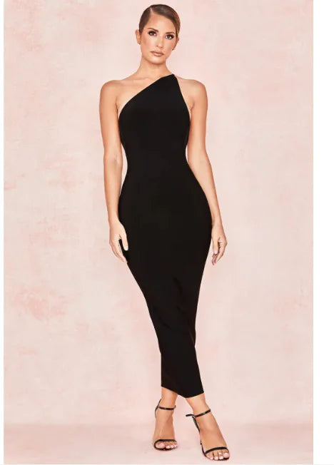 One-Shoulder Red Bandage Dress