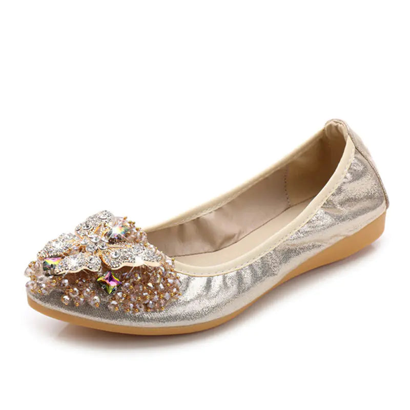 Pointed Toe Rhinestone Flats