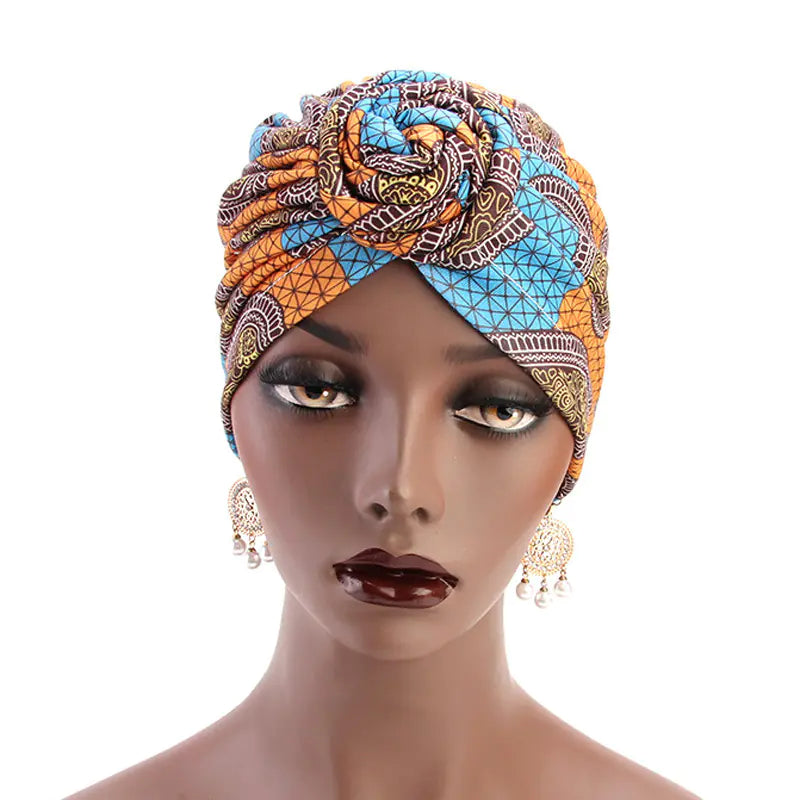Ethnic Swirl Knotted Headscarf Hat, African Fashion Hat
