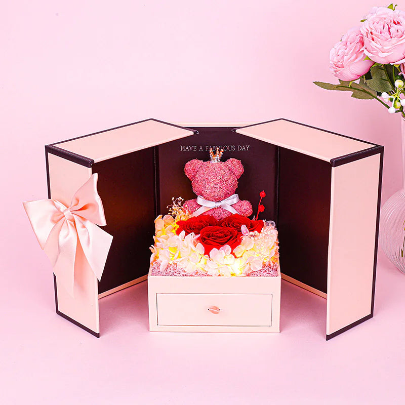 Little Bear Preserved Fresh Flower Gift Box