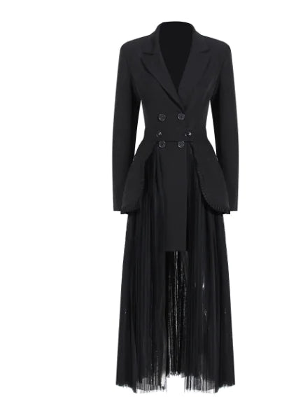Black Blazer and Fringe Skirt Set (One Set) - Comfort Gift Box