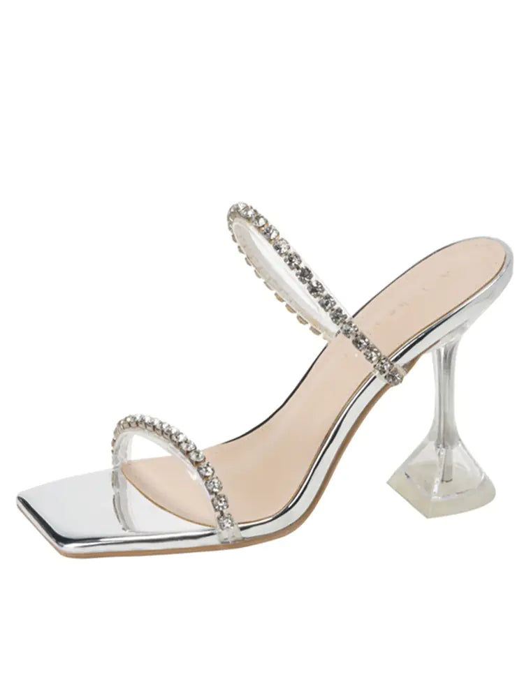 Summer Rhinestone High Heel Transparent Sandals