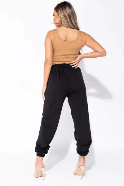 BLACK TIE WAIST OVERSIZED JOGGERS