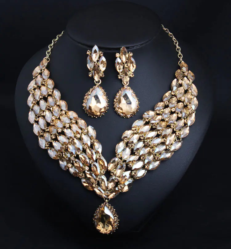 Luxury Crystal African Necklace and Earring Set