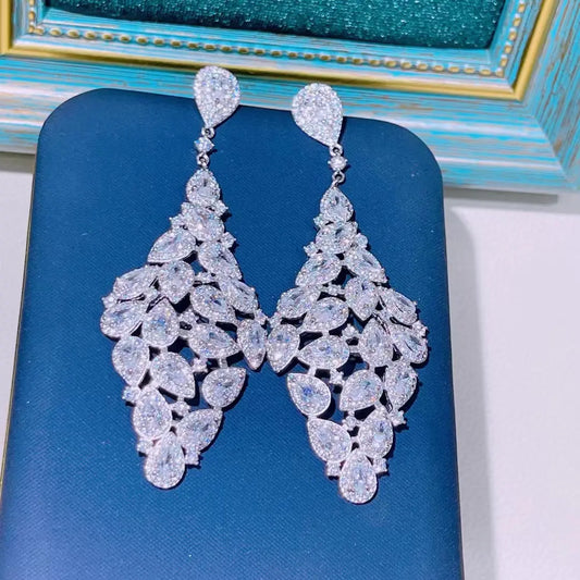 Luxury Zircon Water Drop Tassel Diamond Earrings
