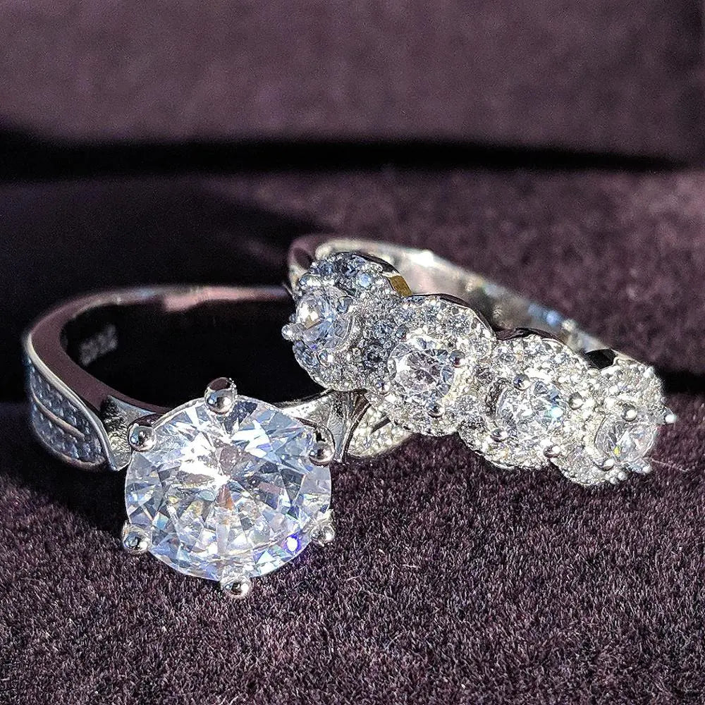 Luxury Diamond Engagement Ring Set for Him & Her