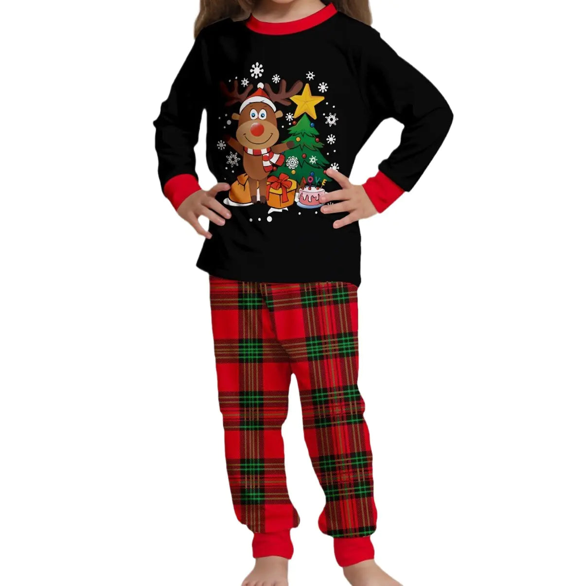 Cartoon Reindeer Christmas Family Pajama Set