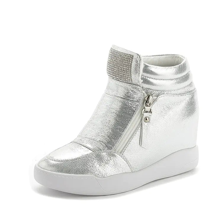 Rhinestone High-Top Platform Sneakers for Travel
