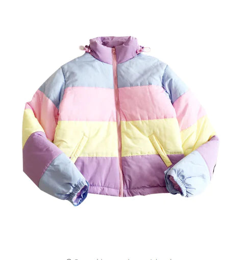 Rainbow Loose Thick Cotton Jacket (Bread Jacket)