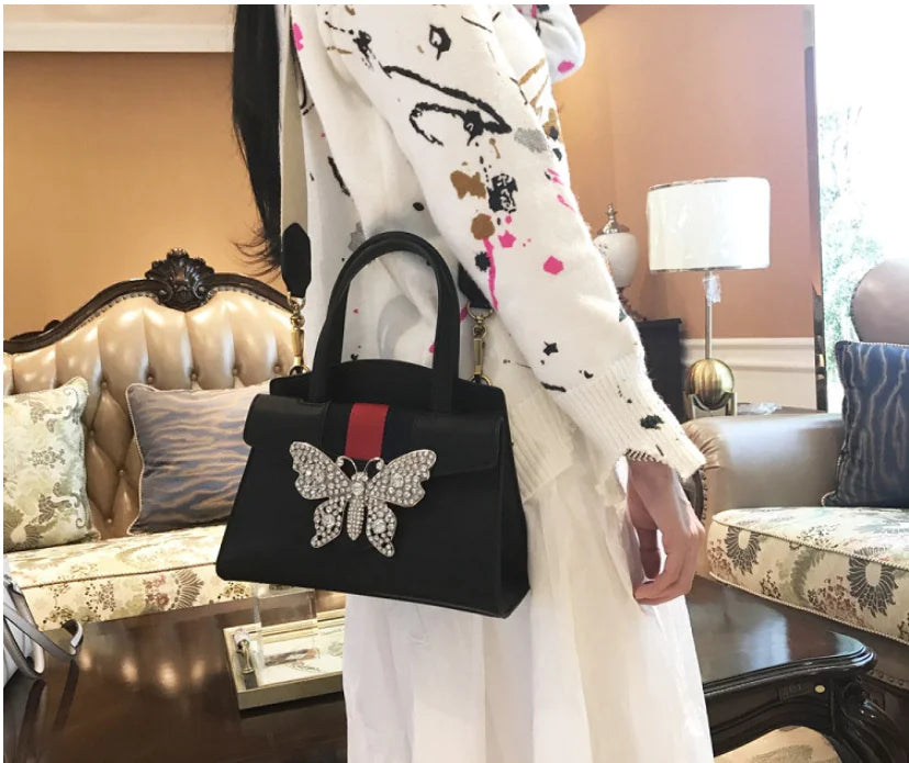 Luxury Rhinestone Butterfly Handbag for Fall/Winter