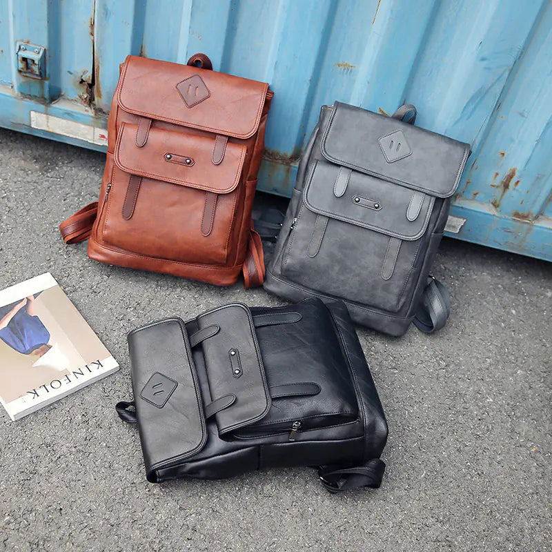 Men's PU Leather Laptop Backpack - Comfort Gift Box