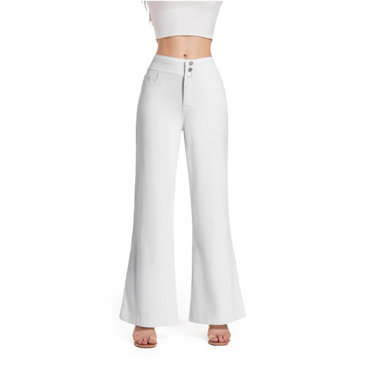 Womens Wide Leg Baggy Loose Jeans High Waisted Stretch Denim Pants Business Casual Daily Outfits for Curvy Women White