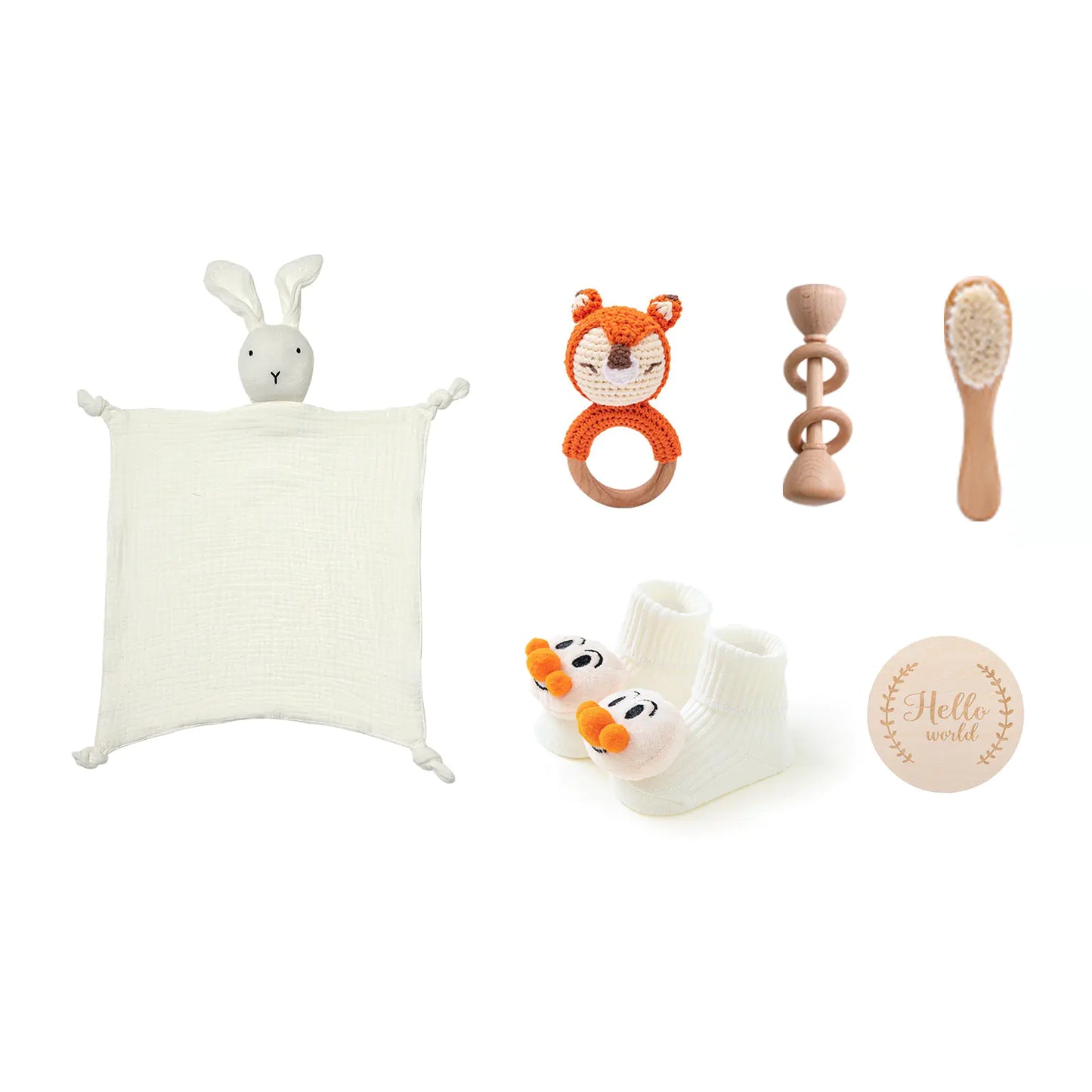 Infant Comfort Rattle Rabbit Bath Towel Gift Set - Comfort Gift Box
