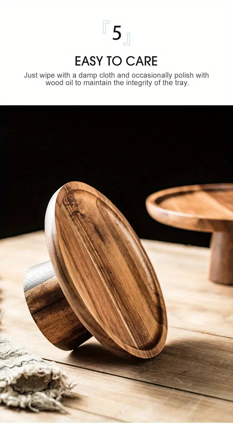 Wooden Round Dessert Plate - Creative Food Serving Tray