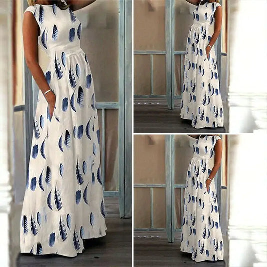 Maternity Dress with O-Neck and Print Design - Comfort Gift Box
