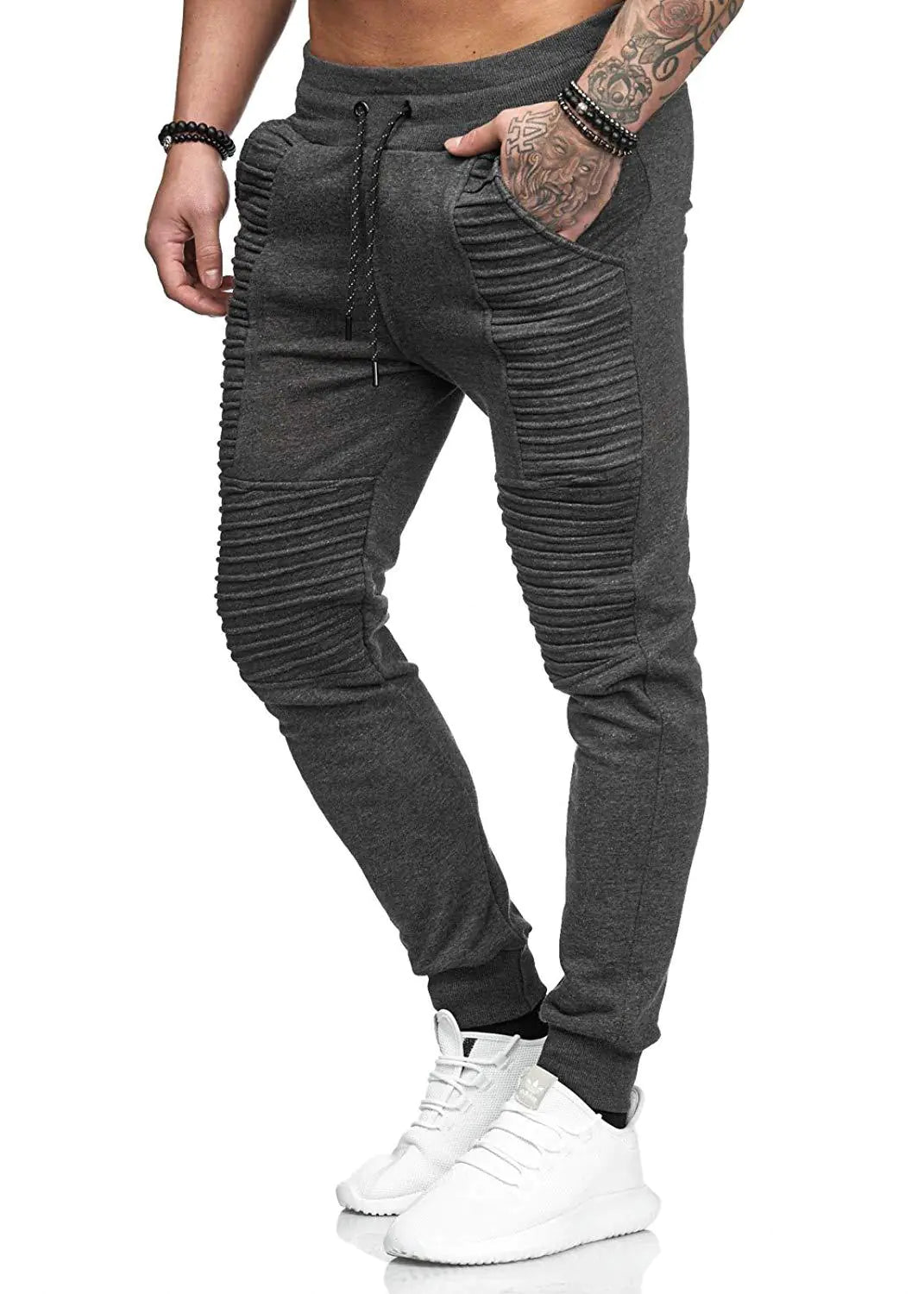 Men's Slim Fit Sports Joggers with Striped Design