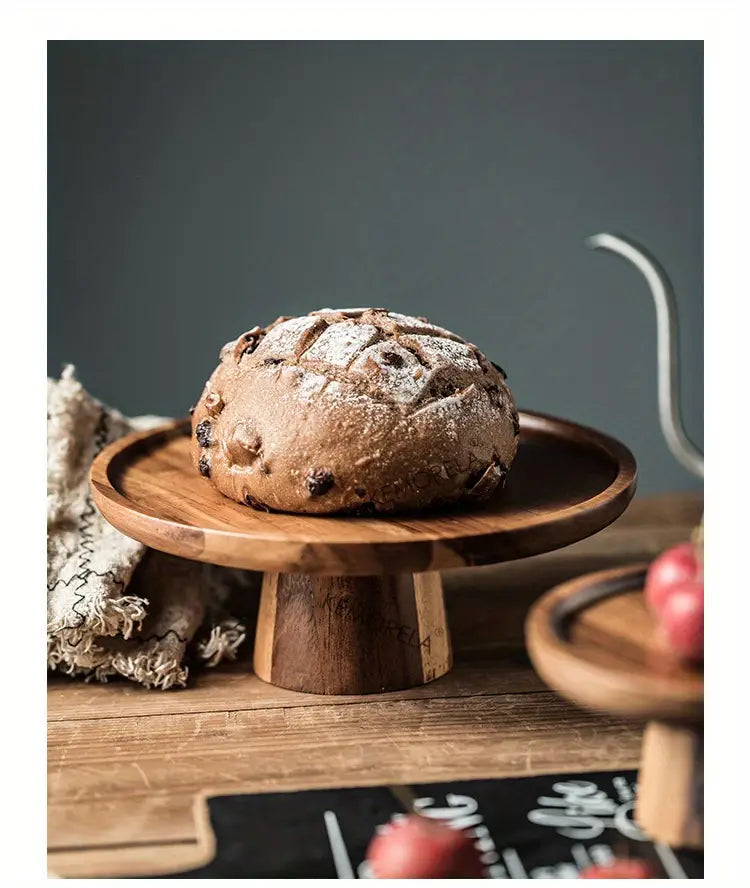 Wooden Round Dessert Plate - Creative Food Serving Tray