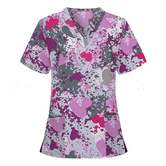 Nurse Uniform Pocket V-Neck Short-Sleeved T-Shirt - Comfort Gift Box