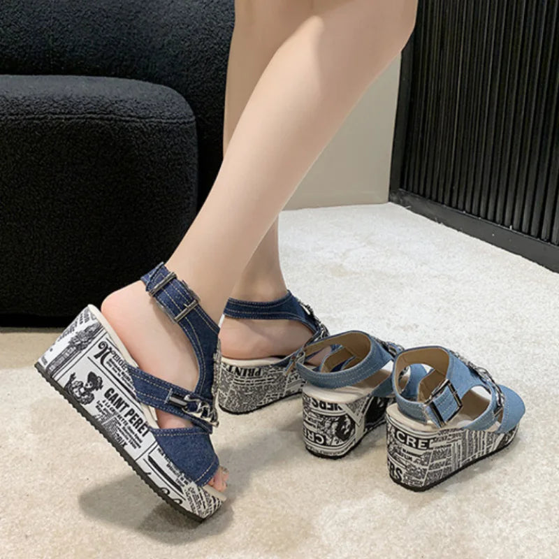 Women's Rhinestone Slingback Wedge Sandals for Outdoors
