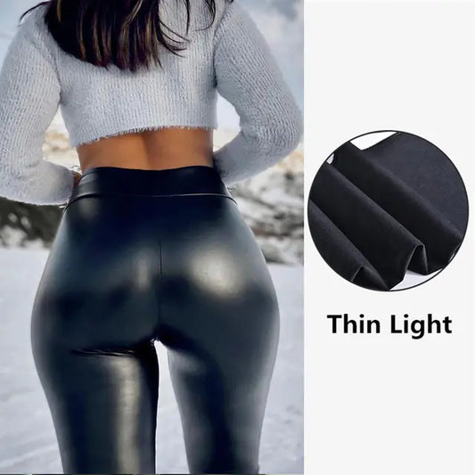 Multicolor High Waist Leather Pants for Women