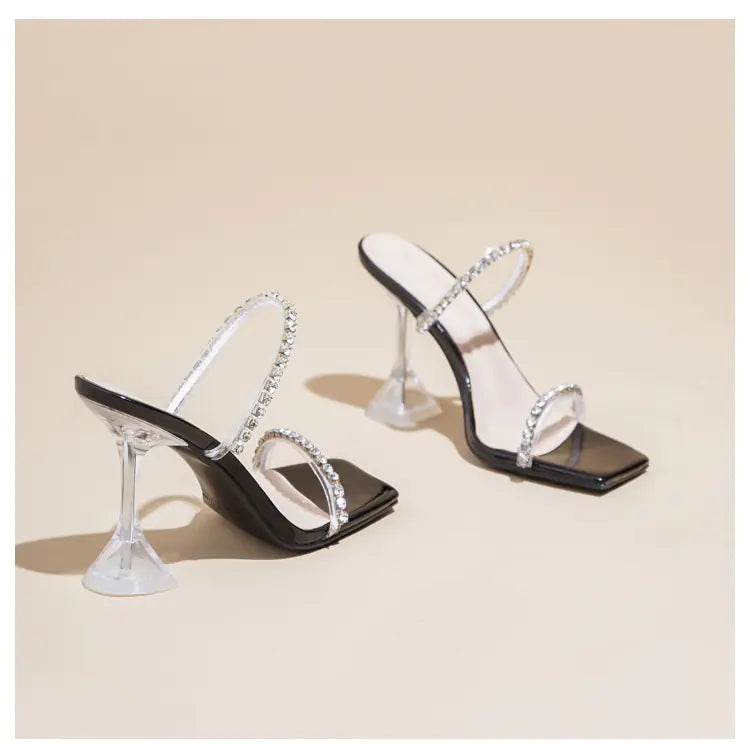Summer Rhinestone High Heel Transparent Sandals