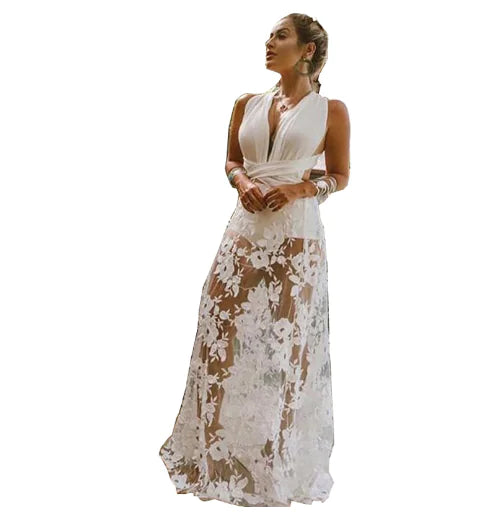 Elegant V-Neck Backless Sequin Evening Dress