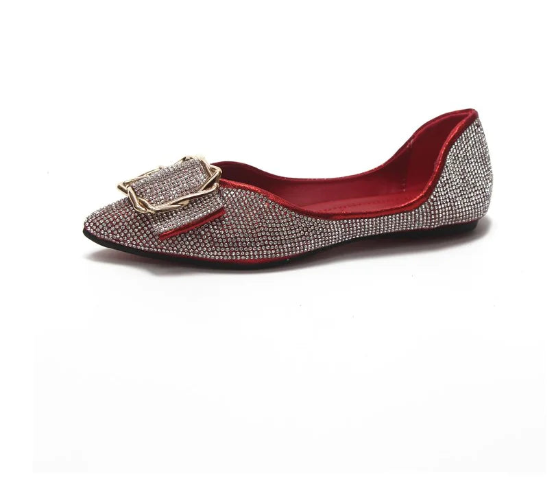 Pointed Toe Rhinestone Flat Shoes