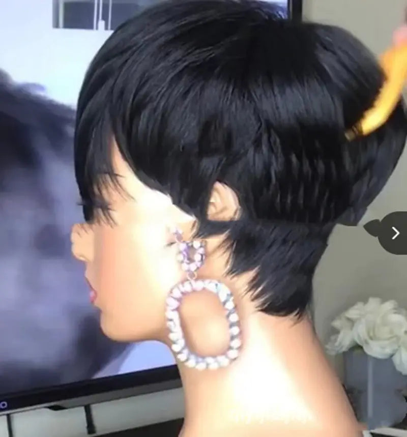 Fluffy Black Headgear for Short Hair