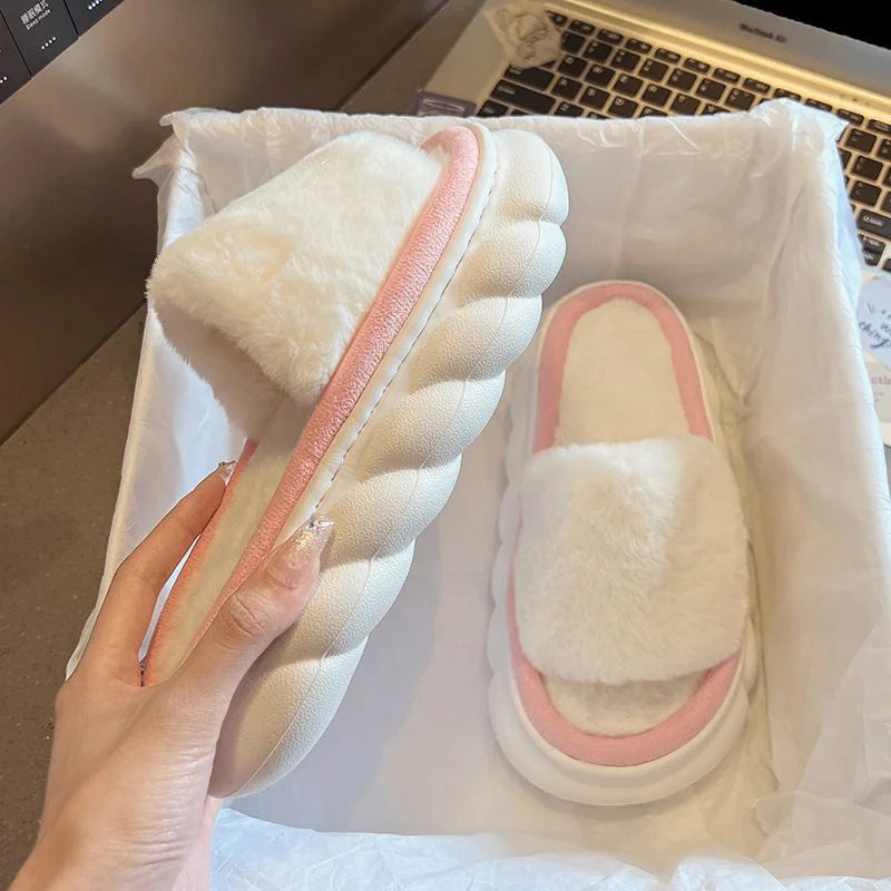 Heavy-soled Fur Slippers for Home Comfort - Comfort Gift Box