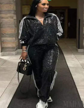 Sequin Pants and Jacket Fashion Set (One Set) - Comfort Gift Box