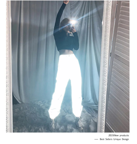 High-Waisted Reflective Cargo Pants