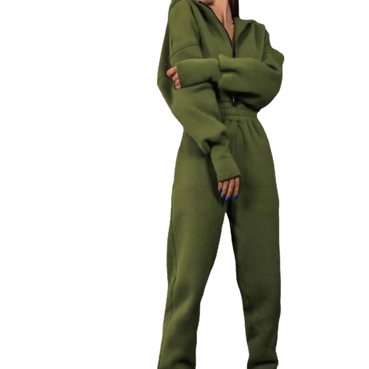 Trendy Women's Hooded Jumpsuit Outfit Set