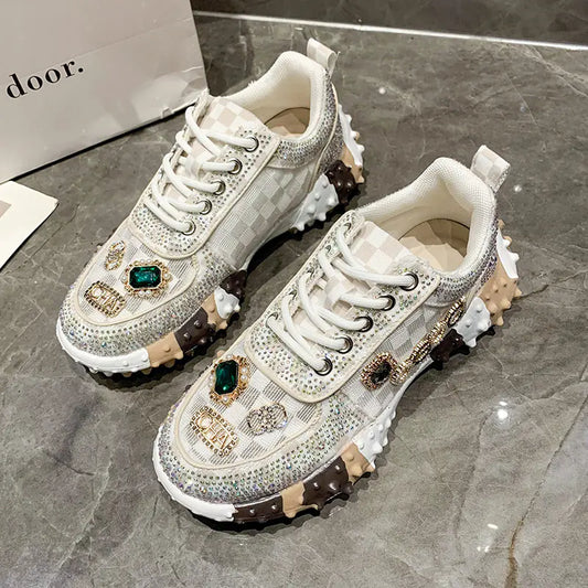 Luxury Designer Rhinestone Women's Casual Sports Shoes