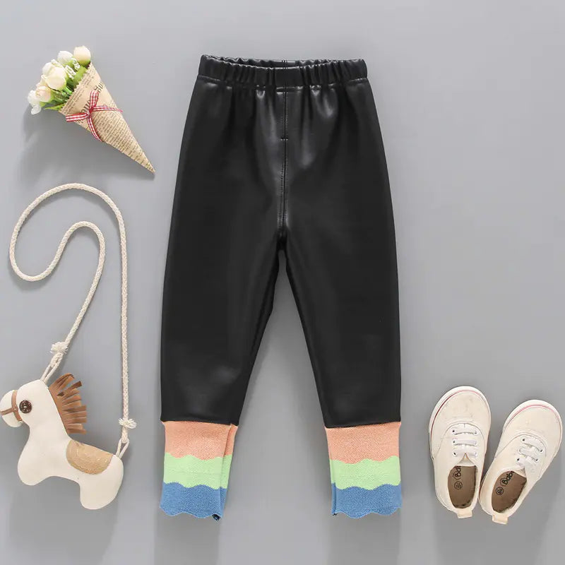 Warm Leather Pants for Girls