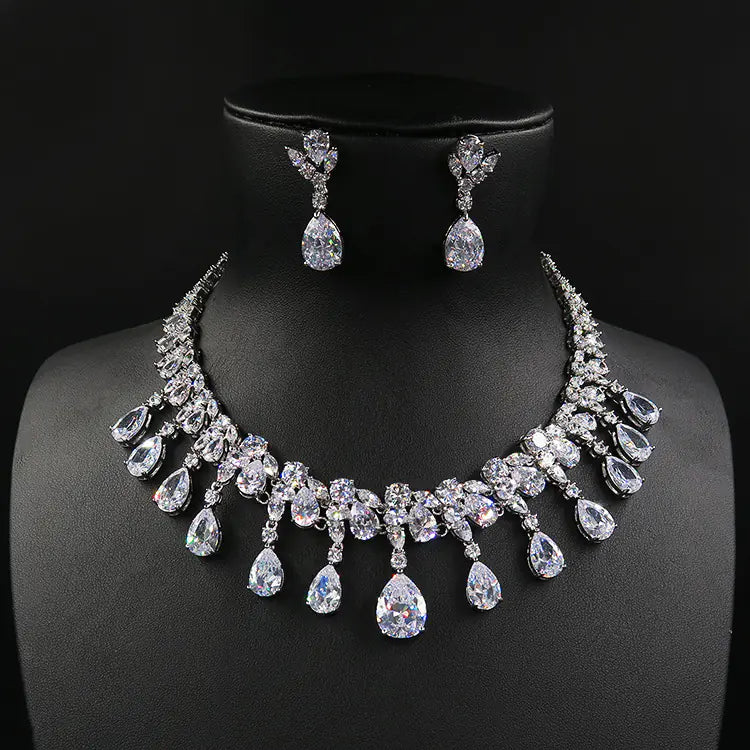 Luxury Bling Zircon Necklace and Earring set