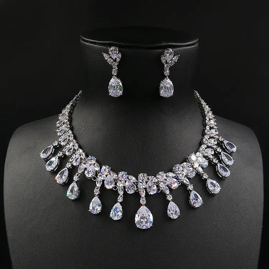 Luxury Bling Zircon Necklace and Earring set