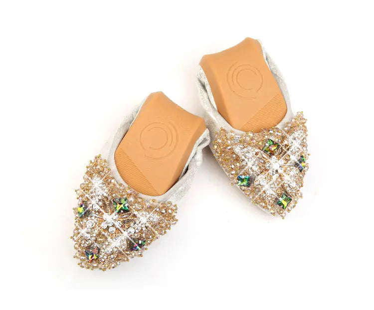 Pointed Toe Rhinestone Flats