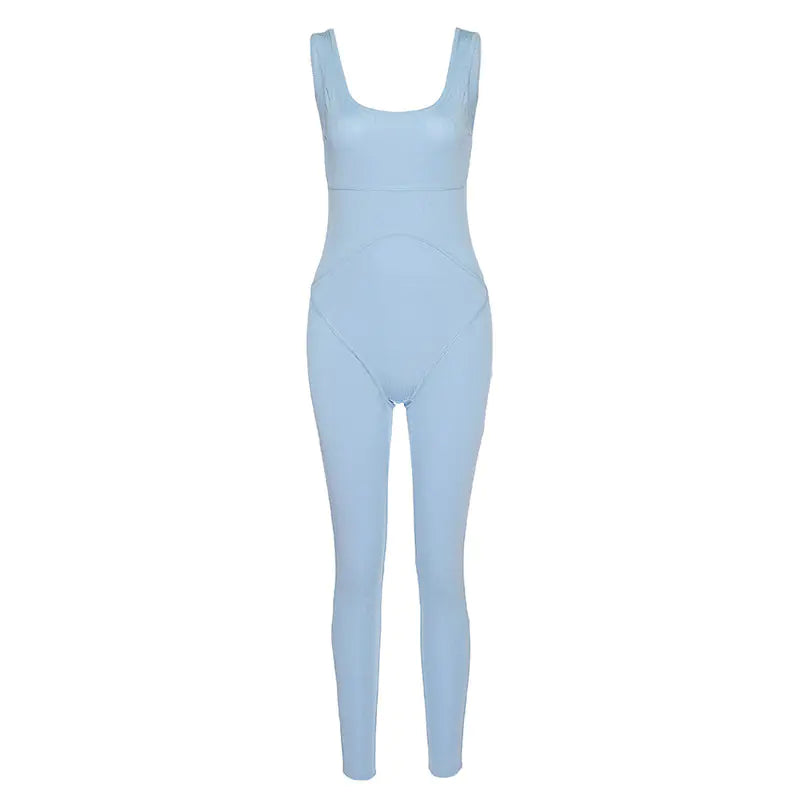 Open-Back Hip Thread Jumpsuit