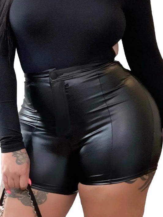 Black Leather Shorts High Waist Sexy