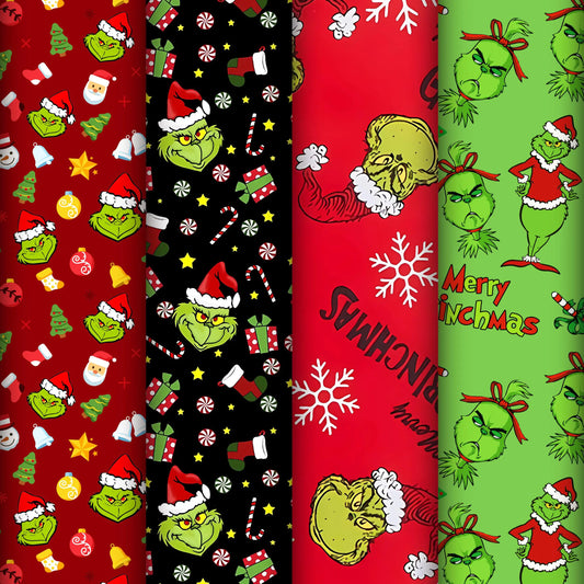 12 Sheets Folded Christmas Wrapping Paper Funny Cartoon Red Green Xmas Holiday Wrapping Paper Merry Christmas Art Paper for DIY Birthday New Year Gift Packing Decor 19.7 x 27.6